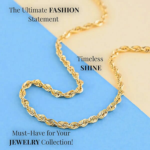 3.27mm Rope Chain Necklace In 14K Yellow Gold 5.9 Grams 24 Inches