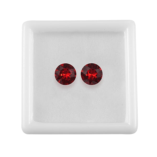 3.40 Ctw Round Cut Light Siam Swarovski Crystal Loose Stone (Set Of 2) (8 Mm)