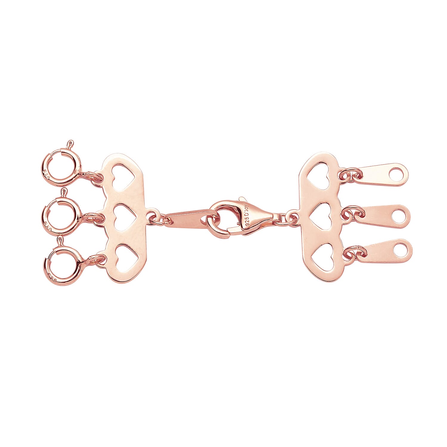 3 Row Hearts Layering Lock in 14K RG Over Sterling Silver with 9mm Lobster Lock and 3pc 5mm Spring Lock Jewelry Lock Jewelry Closure Lobster Clasp Closure