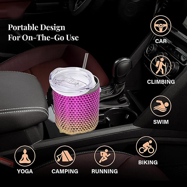 30oz Gradient Color Double Walled Water Cup With Stainless Steel Straw