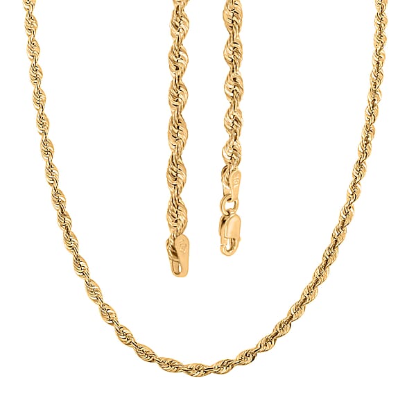 3mm Superlite Rope Chain Necklace In 10K Yellow Gold 3.4 Grams 22 Inches