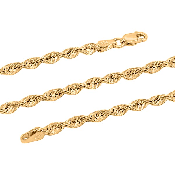 3mm Superlite Rope Chain Necklace In 10K Yellow Gold 3.4 Grams 22 Inches