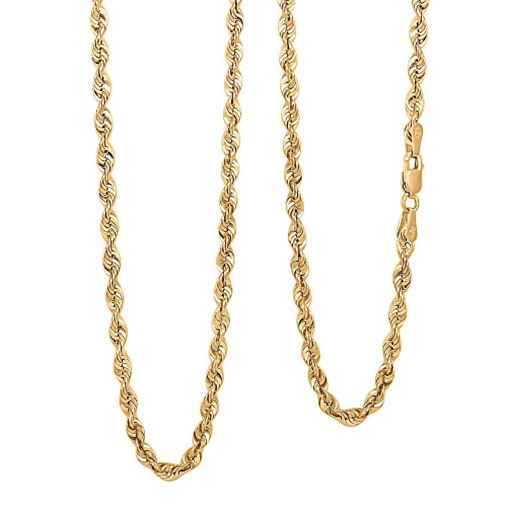3mm Superlite Rope Chain Necklace in 10K Yellow Gold 3.4 Grams 22 Inches