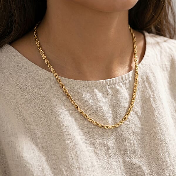 4mm Laser Rope Chain Necklace In 10K Yellow Gold 6.5 Grams 22 Inches