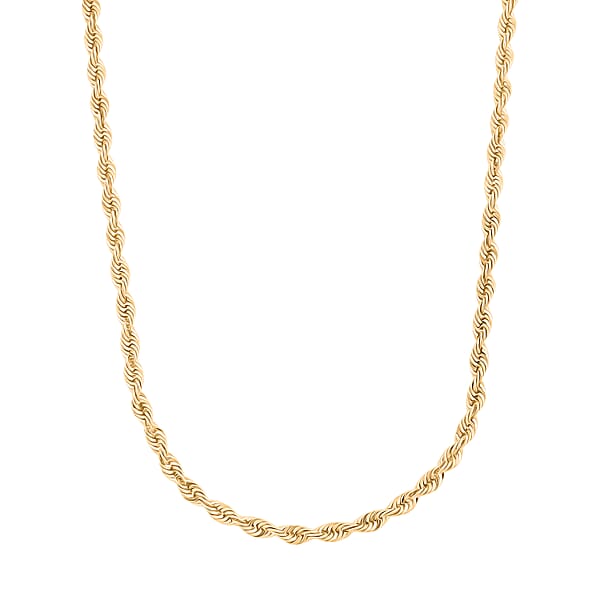 4mm Laser Rope Chain Necklace In 10K Yellow Gold 6.5 Grams 22 Inches