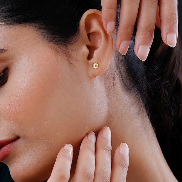 6mm Ball Stud Earrings In 14K Yellow Gold 0.20 Grams