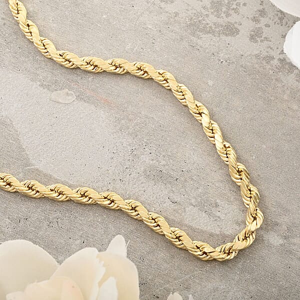 6mm Rope Chain Necklace In 10K Yellow Gold 24 Inches 12.60 Grams