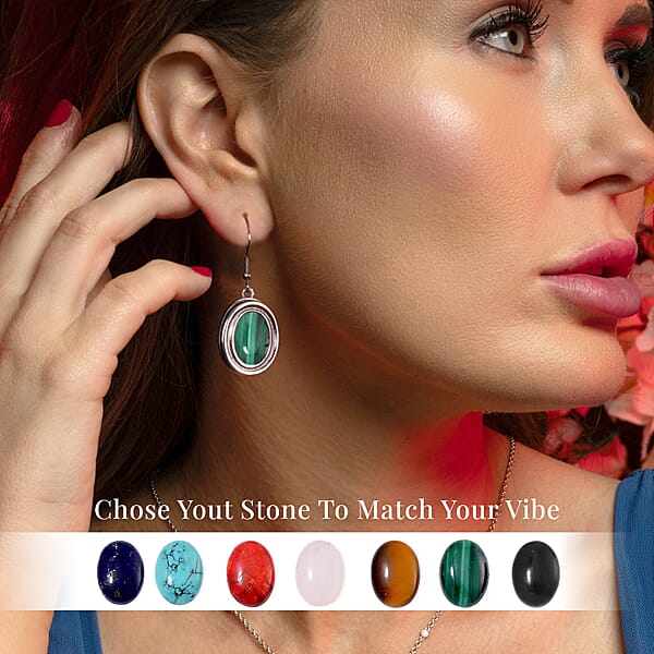 7pcs Interchangeable Multi Gemstone 56.00 Ctw Earrings In Stainless Steel