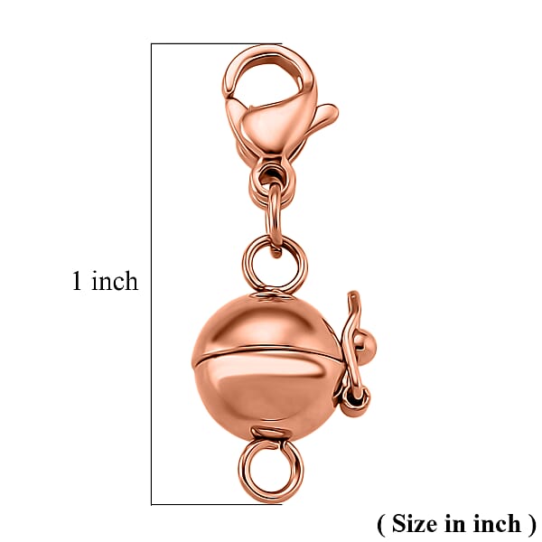 8mm Secure Latch Magnetic Lock With 9mm Lobster Clasp In ION Plated RG Stainless Steel