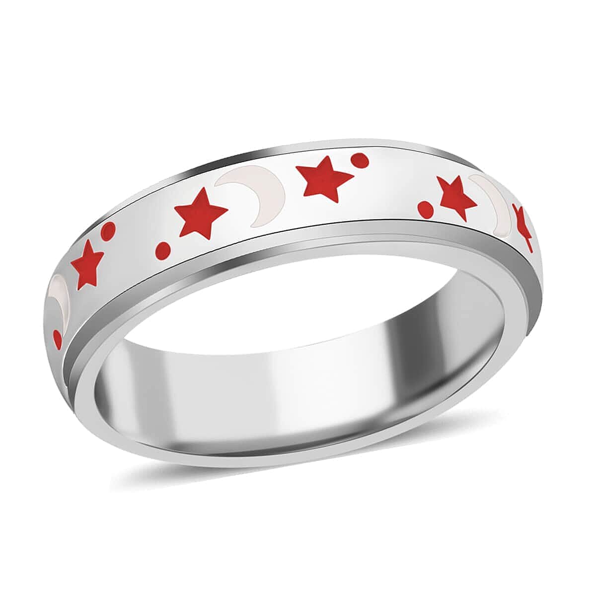 925 Sterling Silver Fidget Ring Spinner Ring Moon Star Anxiety Ring For Women Enameled Jewelry Birthday Gifts