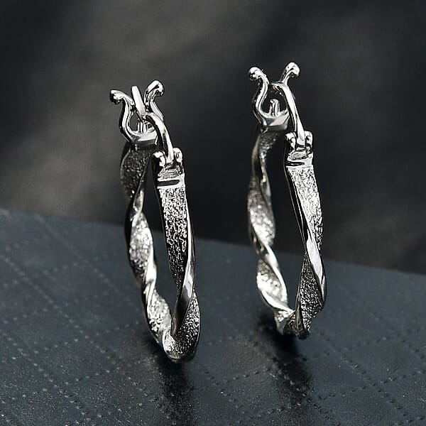 950 Palladium Twisted Hoop Earrings (4.10 Grams)