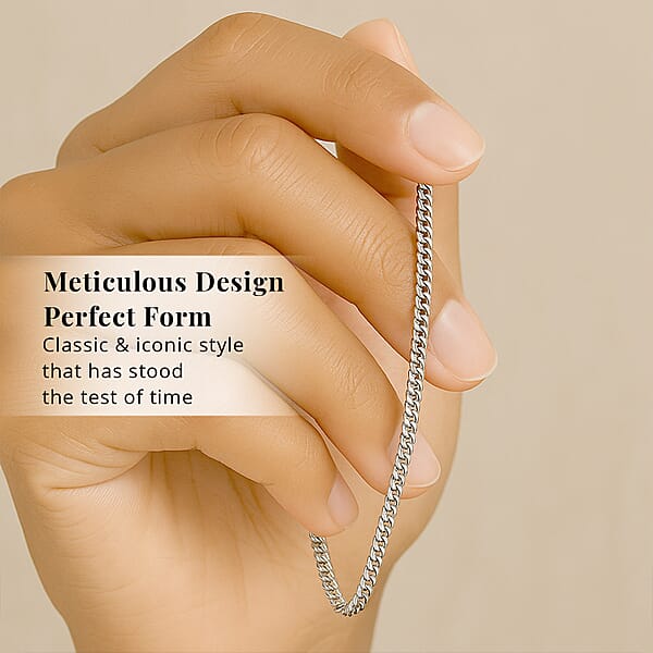 950 Platinum Cuban Chain Necklace With L9obster Lock (20 Inches) (5.15 Grams)
