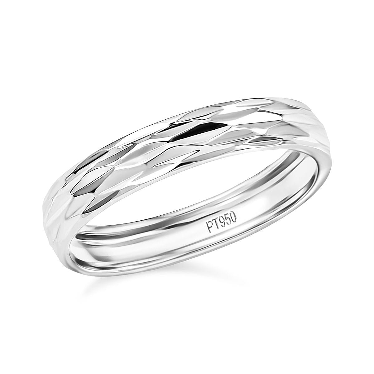 950 Platinum Diamond-Cut Band Ring (3.35 Grams)