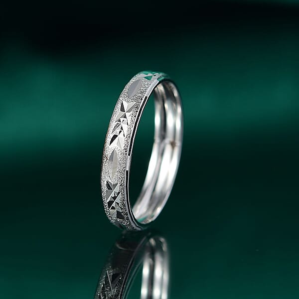 950 Platinum Diamond-cut Textured Band Ring (3.50 G)