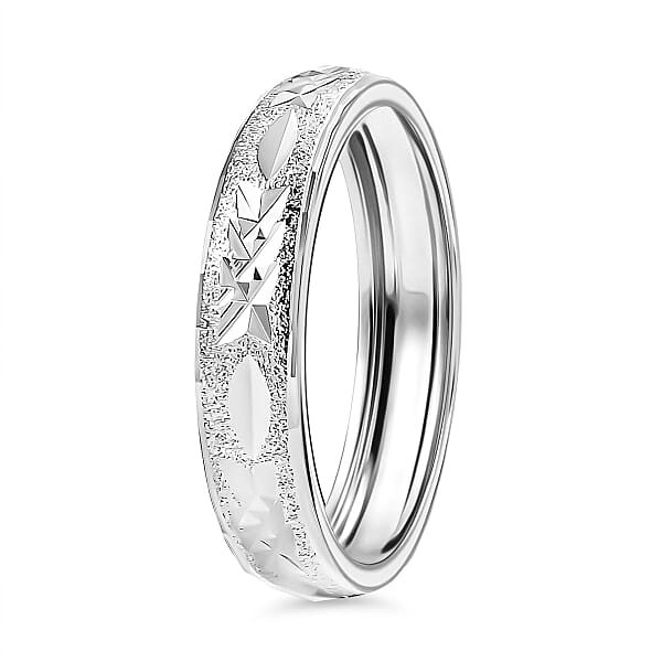 950 Platinum Diamond-cut Textured Band Ring (3.50 G)