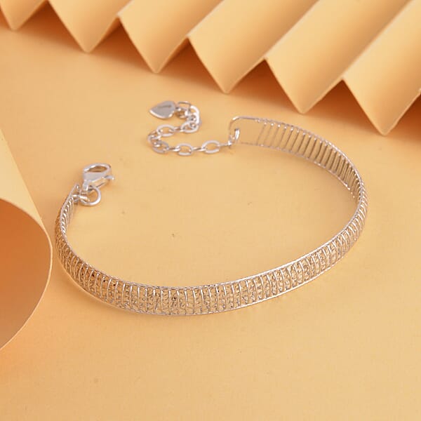950 Platinum Diamond Cut Textured Bangle Bracelet 11.90 Grams