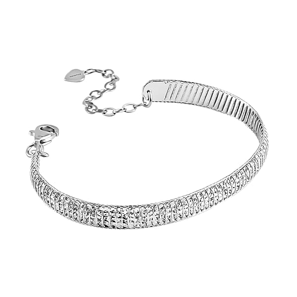 950 Platinum Diamond Cut Textured Bangle Bracelet 11.90 Grams