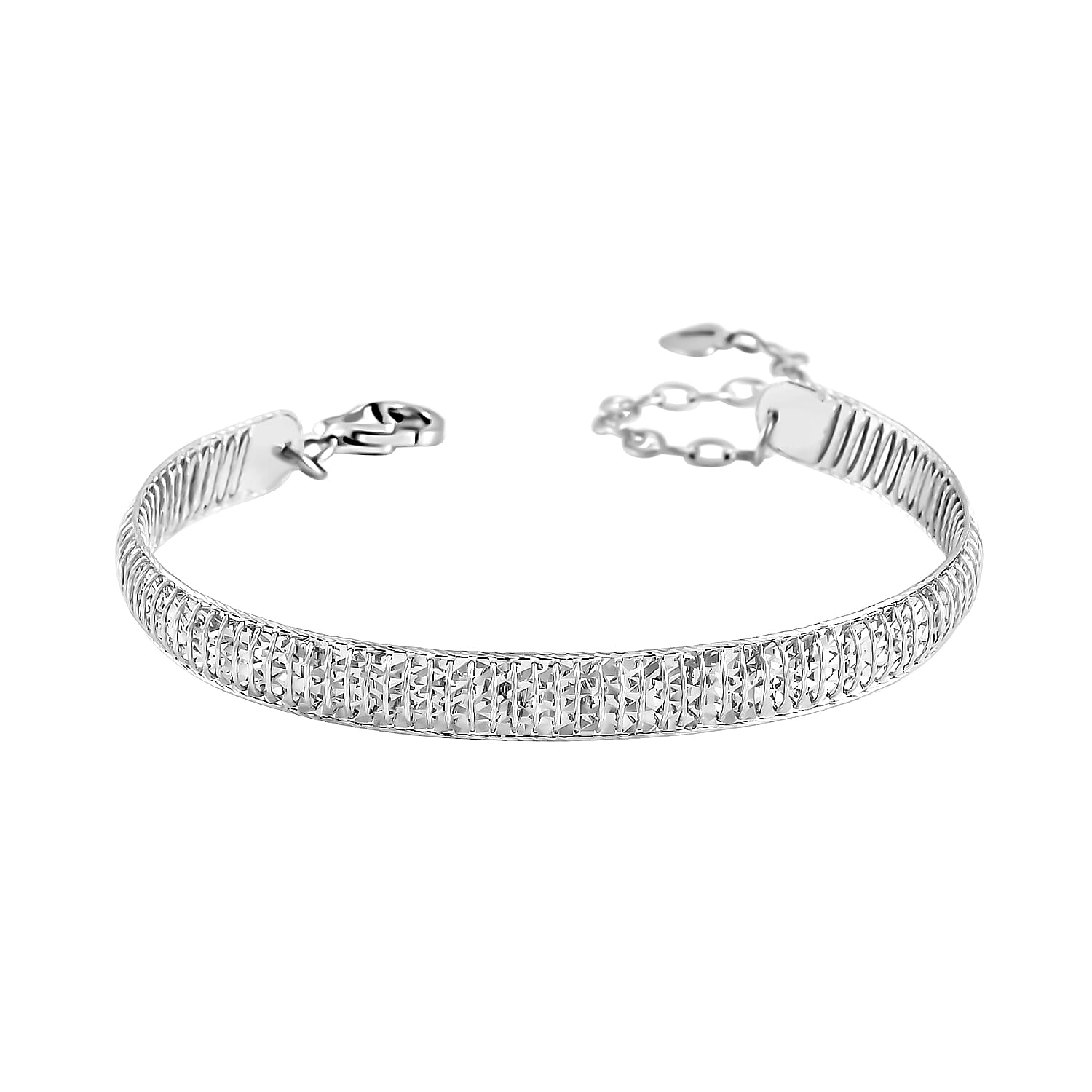 950 Platinum Diamond Cut Textured Bangle Bracelet 11.90 Grams