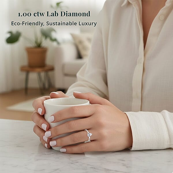 950 Platinum Luxuriant Lab Grown Diamond E-F VS Solitaire Ring 1.00 Ctw