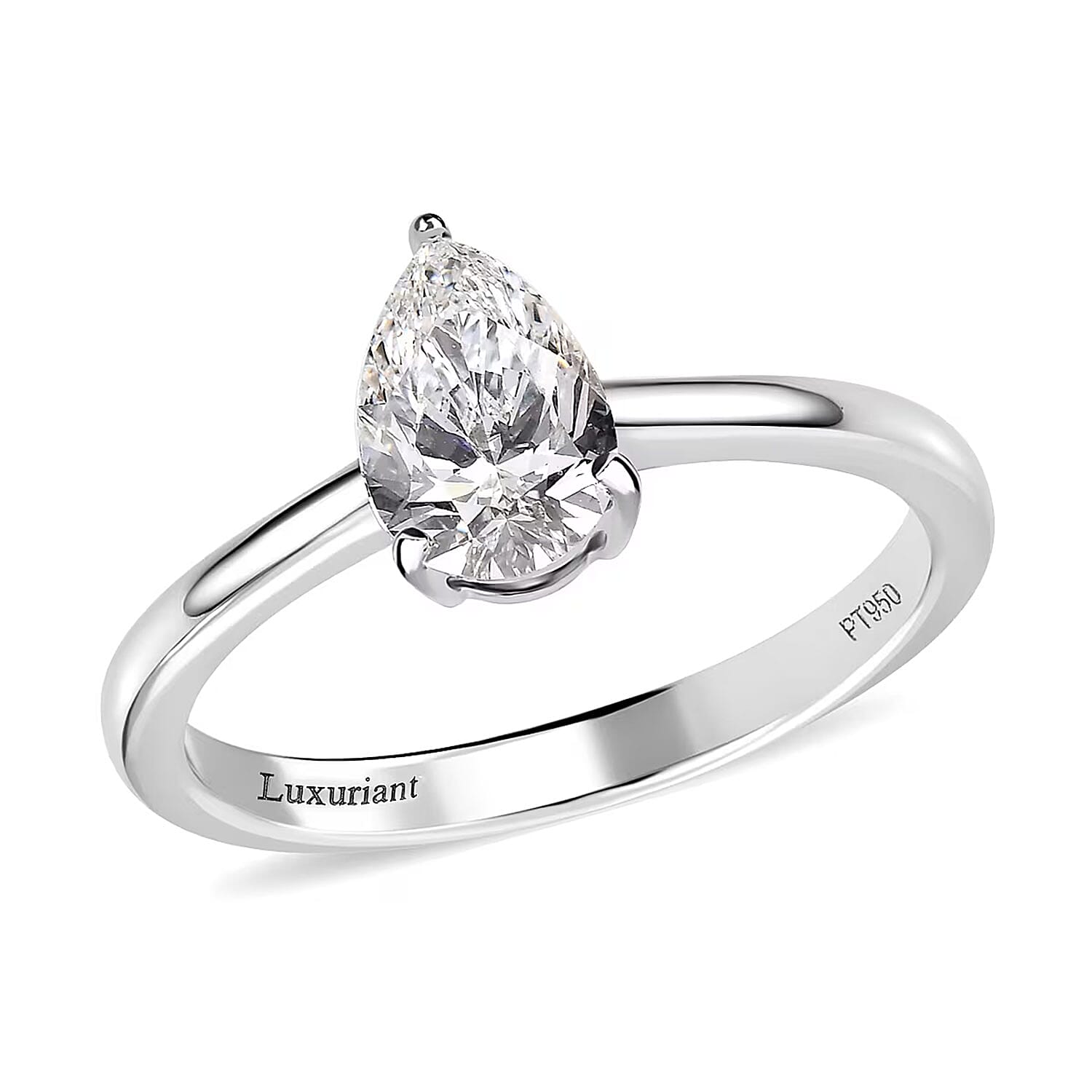 950 Platinum Luxuriant Lab Grown Diamond E-F VS Solitaire Ring 1.00 ctw