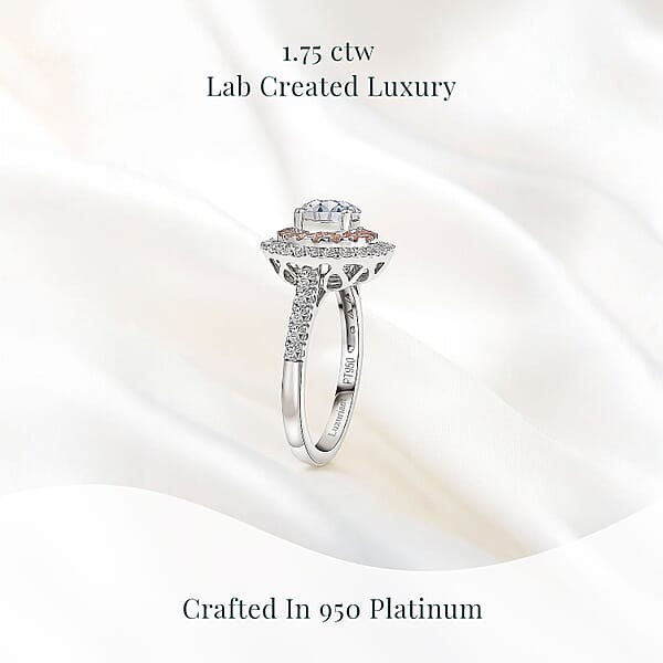950 Platinum Luxuriant Lab Grown White And Pink Diamond (VS) Ring (6.10 G) 1.75 Ctw