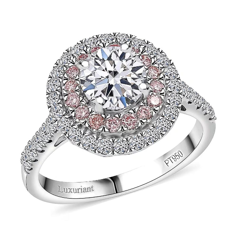 950 Platinum Luxuriant Lab Grown White and Pink Diamond (VS) Ring (6.10 g) 1.75 ctw