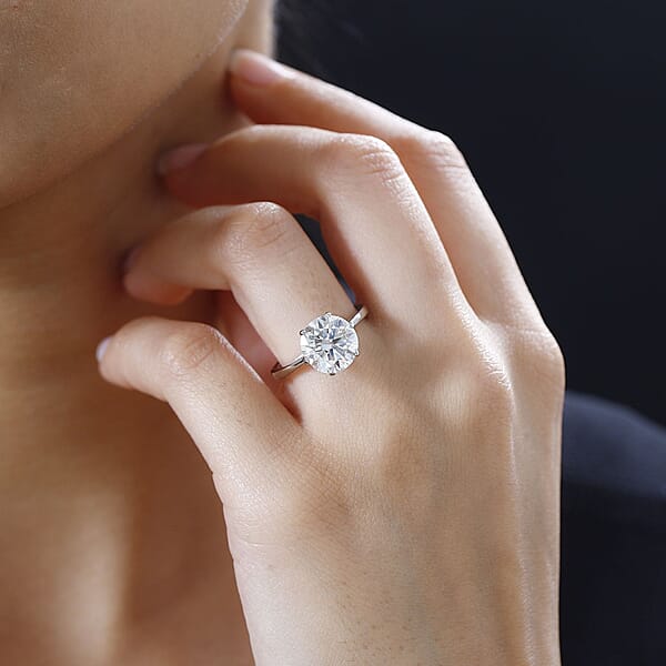 950 Platinum Moissanite Solitaire Ring 4.80 Grams 3.30 Ctw