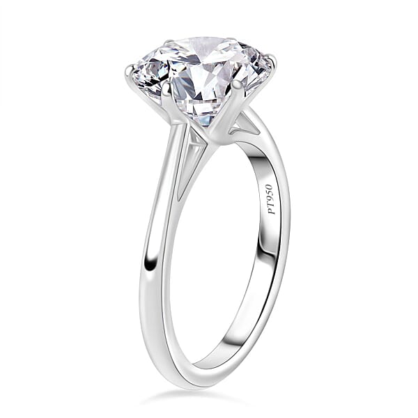950 Platinum Moissanite Solitaire Ring 4.80 Grams 3.30 Ctw