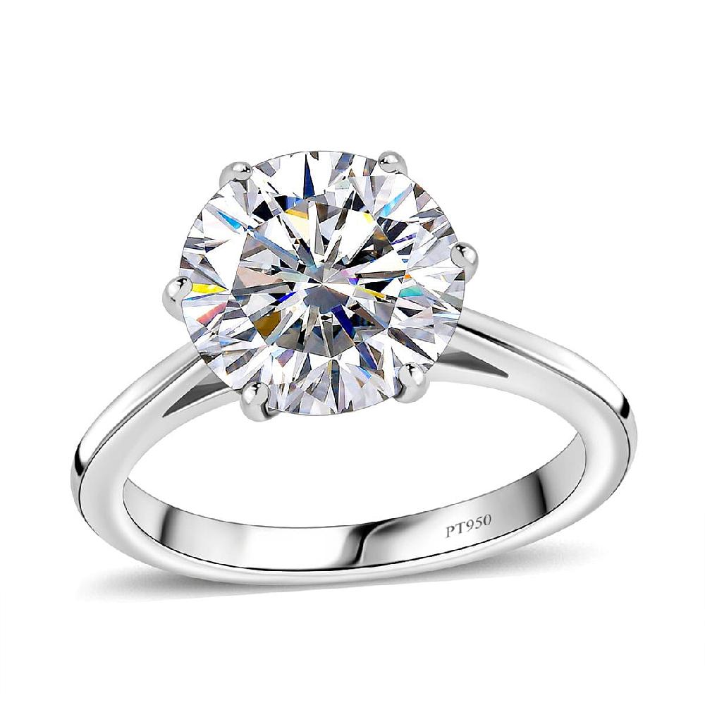 950 Platinum Moissanite Solitaire Ring 4.80 Grams 3.30 Ctw