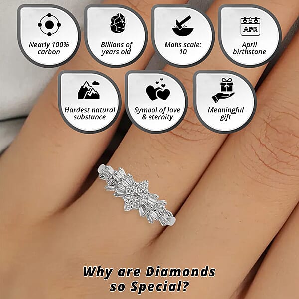 950 Platinum White Diamond SI - VS Ring Platinum Wt. 4.97 G 0.53 Ctw