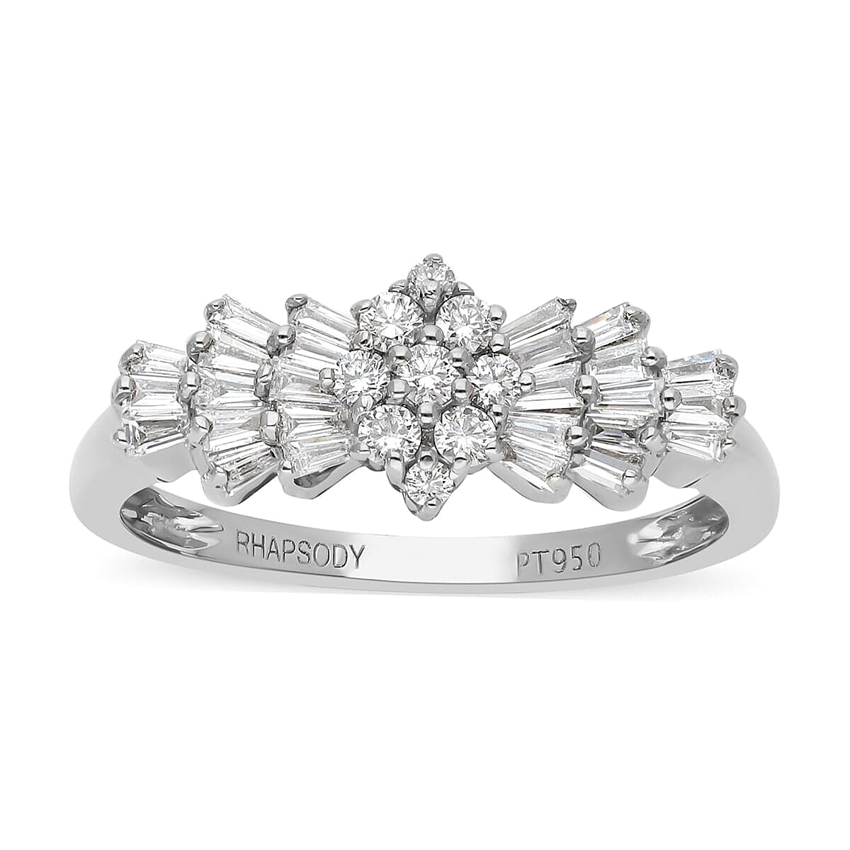 950 Platinum White Diamond SI - VS Ring Platinum Wt. 4.97 g 0.53 ctw