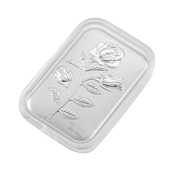 999 Fine Silver Rose Flower Emboss Sheet 31x45.5mm (10mg)