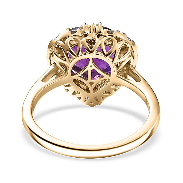 AAA Brejinho Amethyst And Luxuriant Lab Grown Diamond G-H SI 4.09 Ctw Ring In 10K Yellow Gold