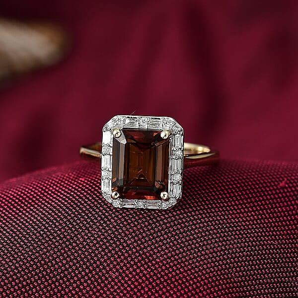 AAA Byzantine Tourmaline And G-H SI Luxuriant Lab Grown Diamond 3.84 Ctw Ring In 10K Yellow Gold
