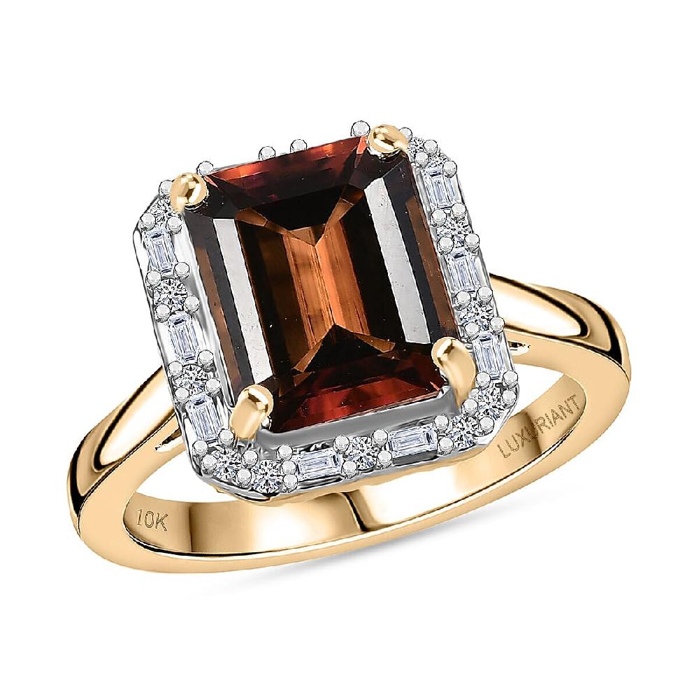 AAA Byzantine Tourmaline and G-H SI Luxuriant Lab Grown Diamond 3.84 ctw Ring in 10K Yellow Gold