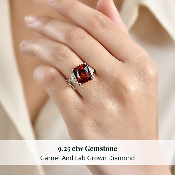 AAA Ceylon Honey Garnet Lab Grown Diamond Crown Royale Ring In 10K Yellow Gold 9.25 Ctw