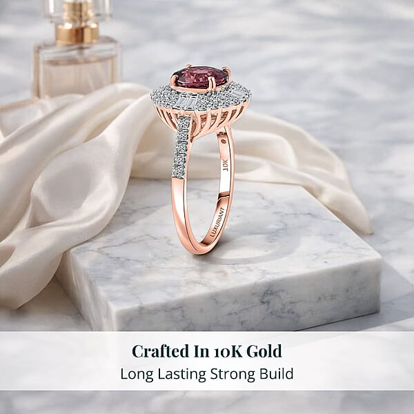 AAA Ceylon Honey Garnet Lab Grown Diamond Crown Royale Ring In 10K Yellow Gold 9.25 Ctw