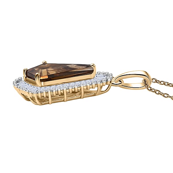 AAA Golden Turkizite And Luxuriant Lab Grown Diamond VS 2.65 Ctw Brilliance Of Kite Pendant Necklace 20 Inches In 10K Yellow Gold