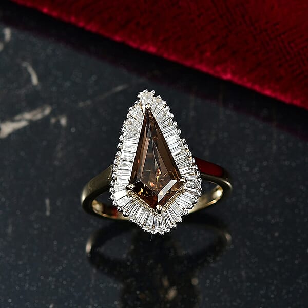 AAA Golden Turkizite Lab Grown Diamond Ring In 10K Yellow Gold 2.65 Ctw