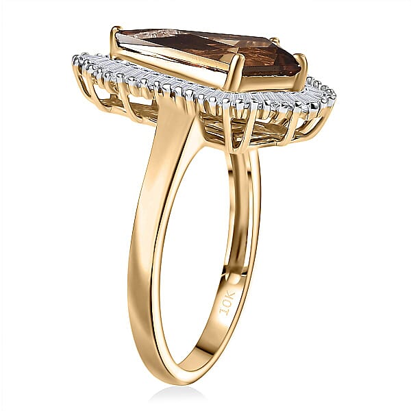 AAA Golden Turkizite Lab Grown Diamond Ring In 10K Yellow Gold 2.65 Ctw