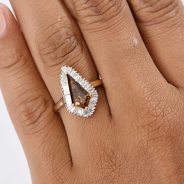 AAA Golden Turkizite Lab Grown Diamond Ring In 10K Yellow Gold 2.65 Ctw