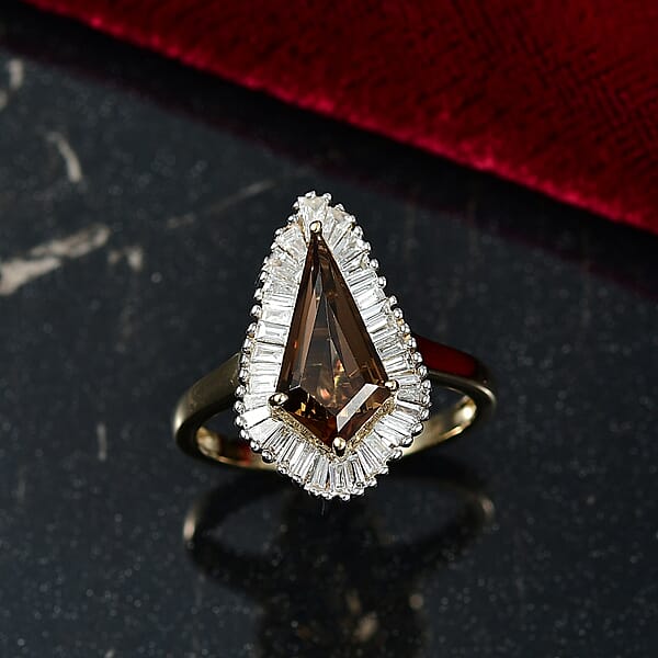AAA Golden Turkizite Lab Grown Diamond Ring In 10K Yellow Gold 2.65 Ctw