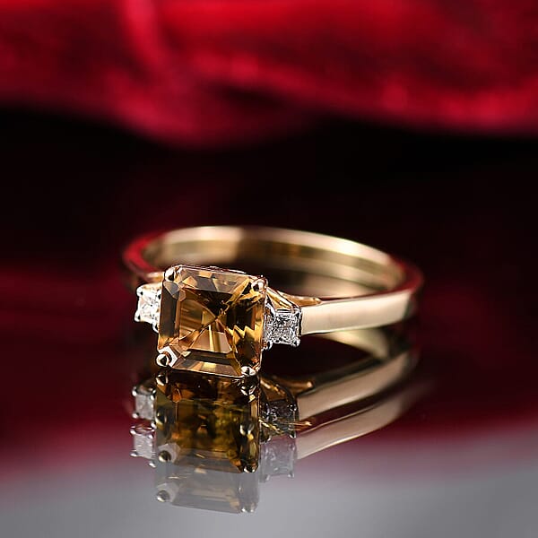 AAA Golden Turkizite Lab Grown Diamond Ring In 10K Yellow Gold 1.75 Ctw