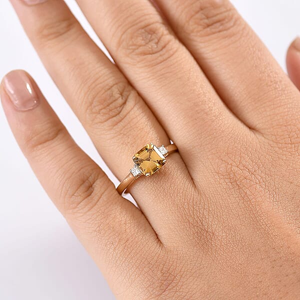 AAA Golden Turkizite Lab Grown Diamond Ring In 10K Yellow Gold 1.75 Ctw