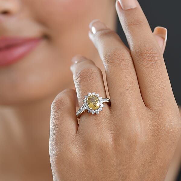 AAA Golden Zircon And Luxuriant Lab Grown Diamond G-H SI 3.53 Ctw Ring In 10K Yellow Gold