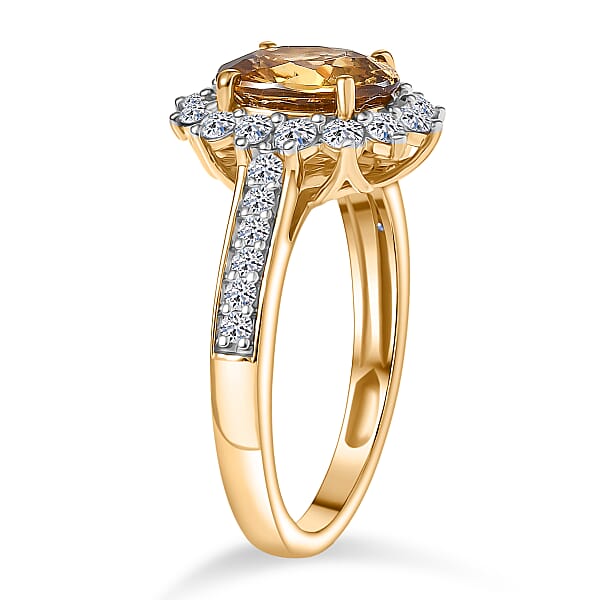AAA Golden Zircon And Luxuriant Lab Grown Diamond G-H SI 3.53 Ctw Ring In 10K Yellow Gold