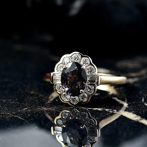 AAA Lavender Spinel And G-H SI Luxuriant Lab Grown Diamond 2.00 Ctw Ring In 10K Yellow Gold
