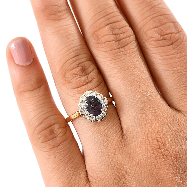 AAA Lavender Spinel And G-H SI Luxuriant Lab Grown Diamond 2.00 Ctw Ring In 10K Yellow Gold