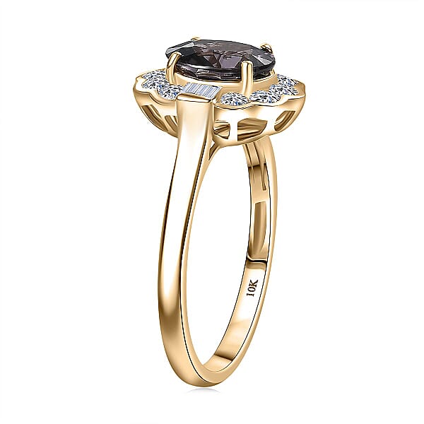 AAA Lavender Spinel And G-H SI Luxuriant Lab Grown Diamond 2.00 Ctw Ring In 10K Yellow Gold