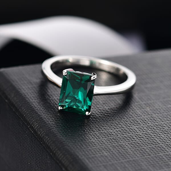 AAA Luxuriant Lab Grown Emerald 2.17 Ctw Solitaire Ring In 10K White Gold